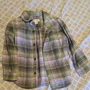 Cat & Jack Green and Purple Button Down Shirt Casual Style